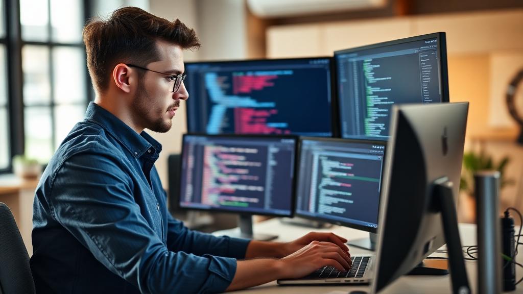 Developer working on modular shop architecture